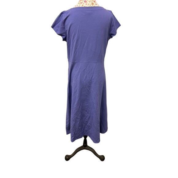 💜 J. Jill Wearever Soft Purple Casual Midi Dress Short Sleeve M - Picture 3 of 4